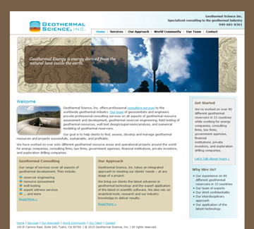 Image of S2UDIO client website for geothermal science, inc. (via edit.com)