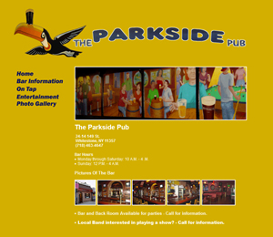 Image of S2UDIO client website for the parkside pub
