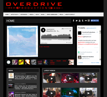 Image of S2UDIO client website for overdrive-productions.com